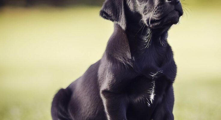 Dog Training: Black Labrador Puppy learning proper sit position